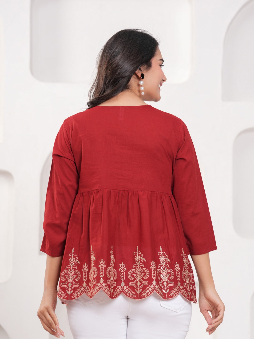 Red Floral Print Top