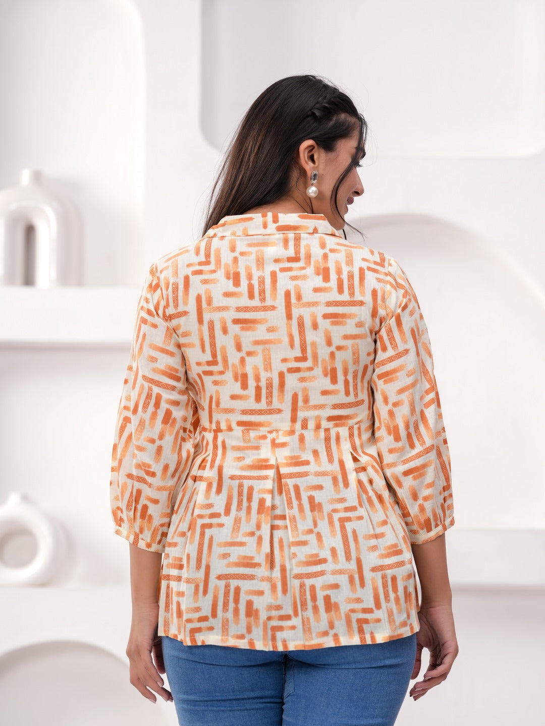 Orange Cotton Floral Top