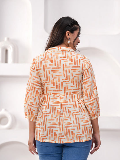 Orange Cotton Floral Top