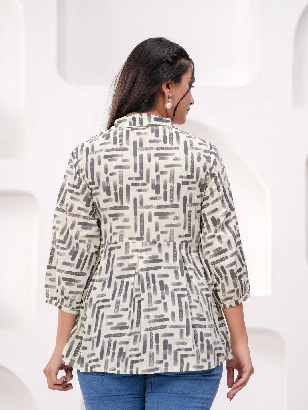 Off White Cotton Floral Top