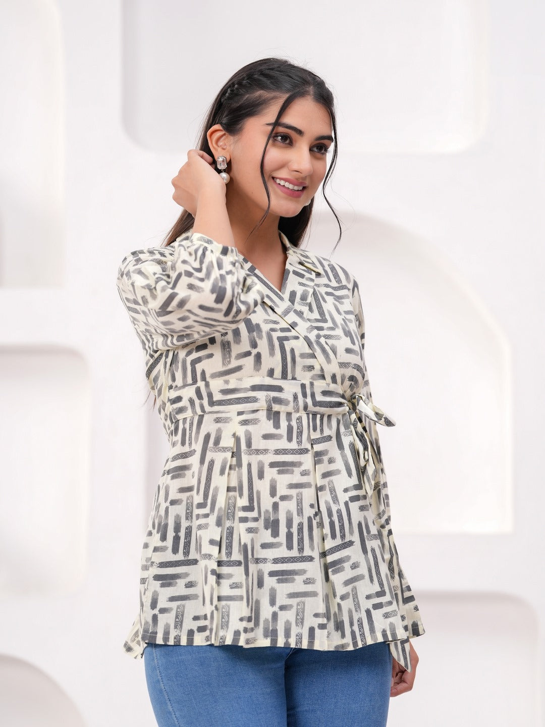 Off White Cotton Floral Top