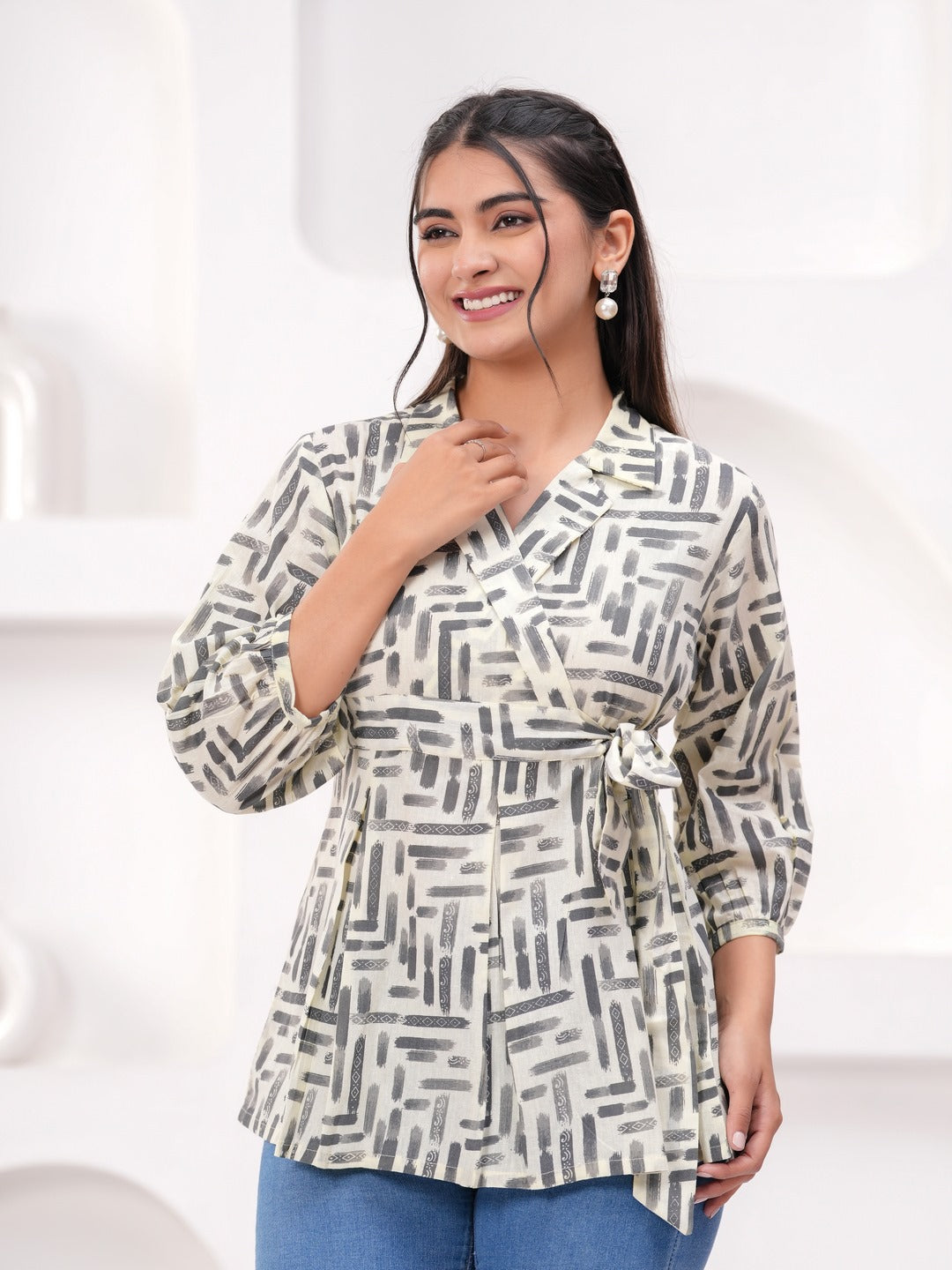 Off White Cotton Floral Top