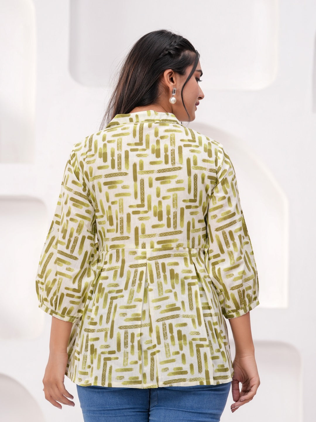 Parrot Green Cotton Floral Top