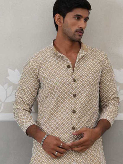 Sequin Chikankari Front Open Kurta.