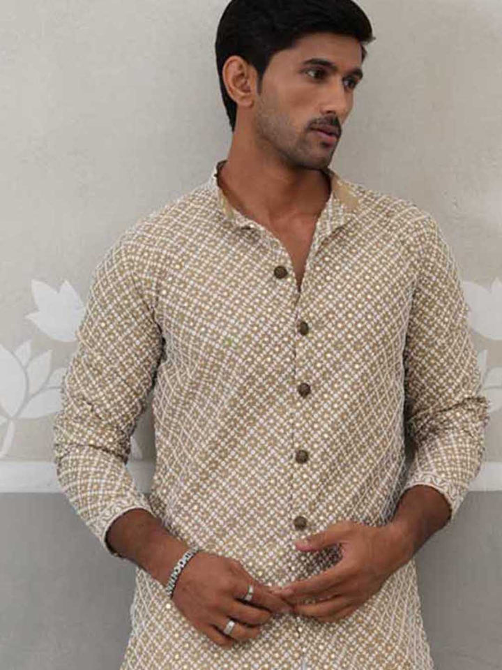 Sequin Chikankari Front Open Kurta.