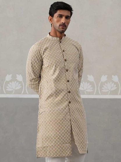 Sequin Chikankari Front Open Kurta.