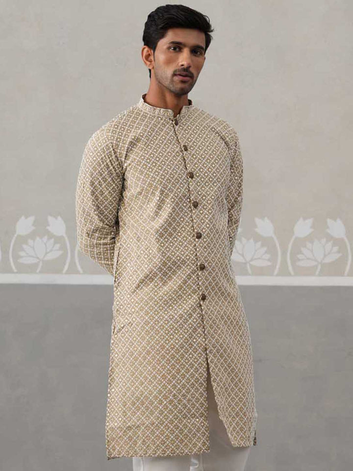 Sequin Chikankari Front Open Kurta.