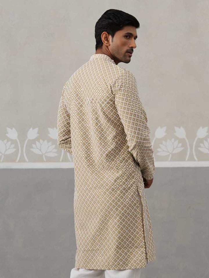 Sequin Chikankari Front Open Kurta.
