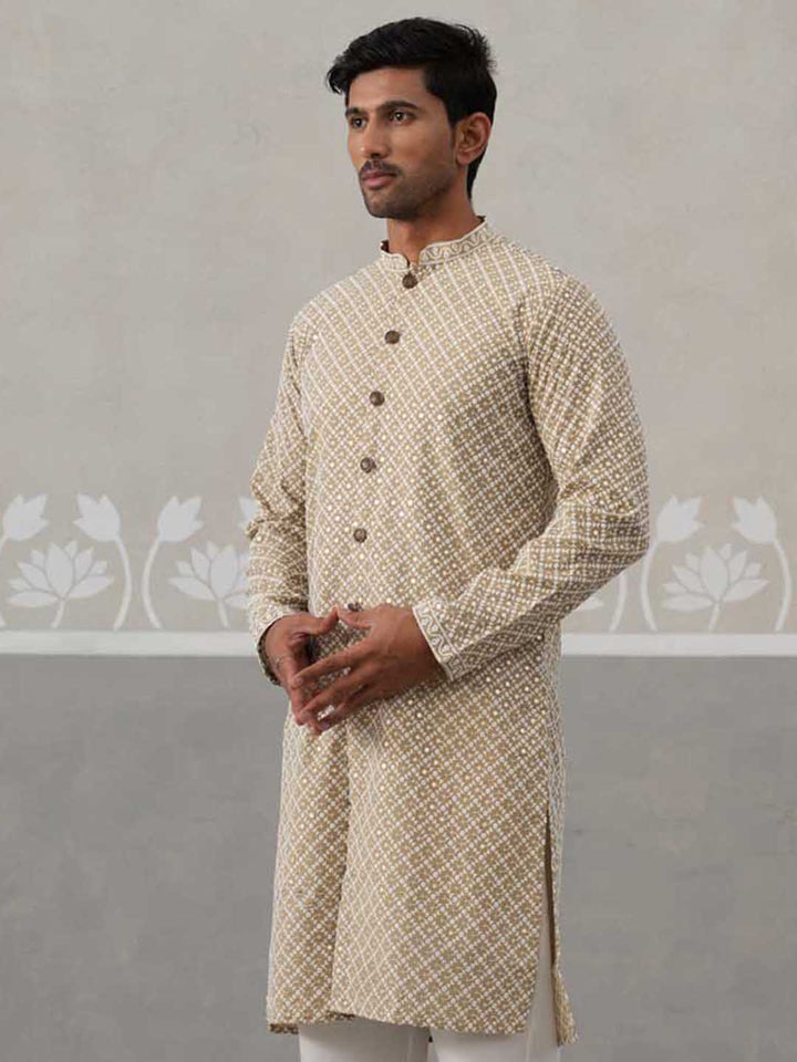 Sequin Chikankari Front Open Kurta.