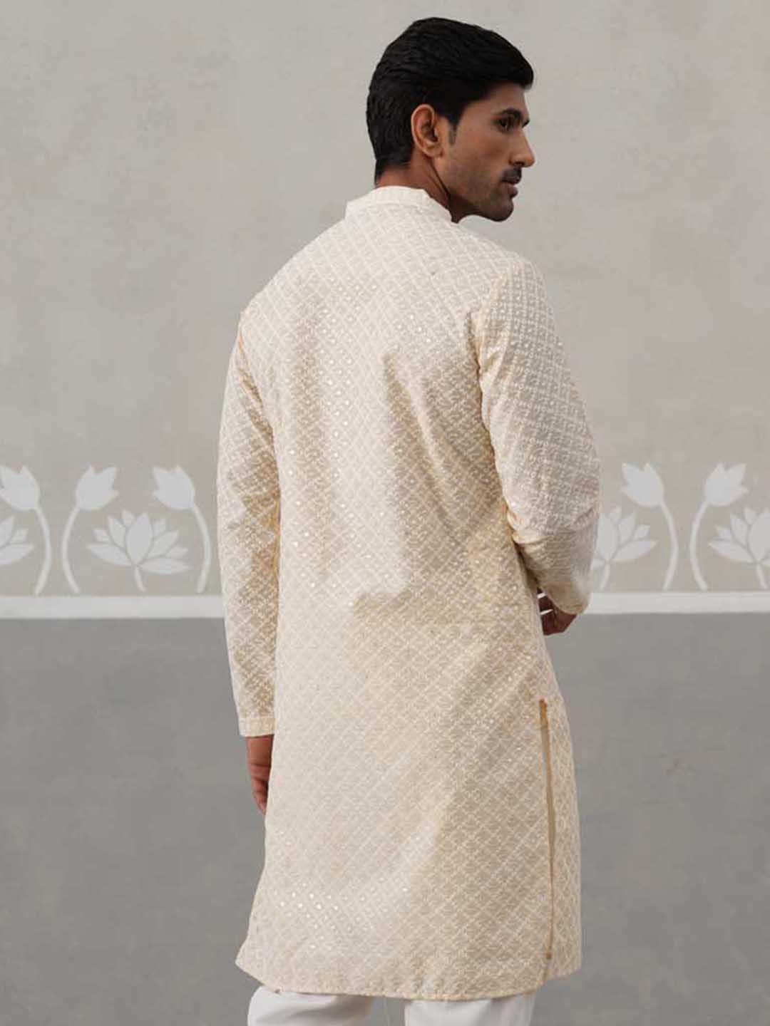 Sequin Chikankari Front Open Kurta.