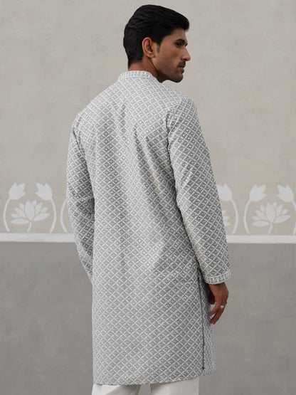 Sequin Chikankari Front Open Kurta.