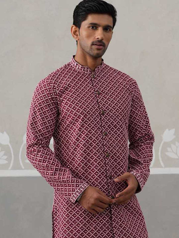 Sequin Chikankari Front Open Kurta.