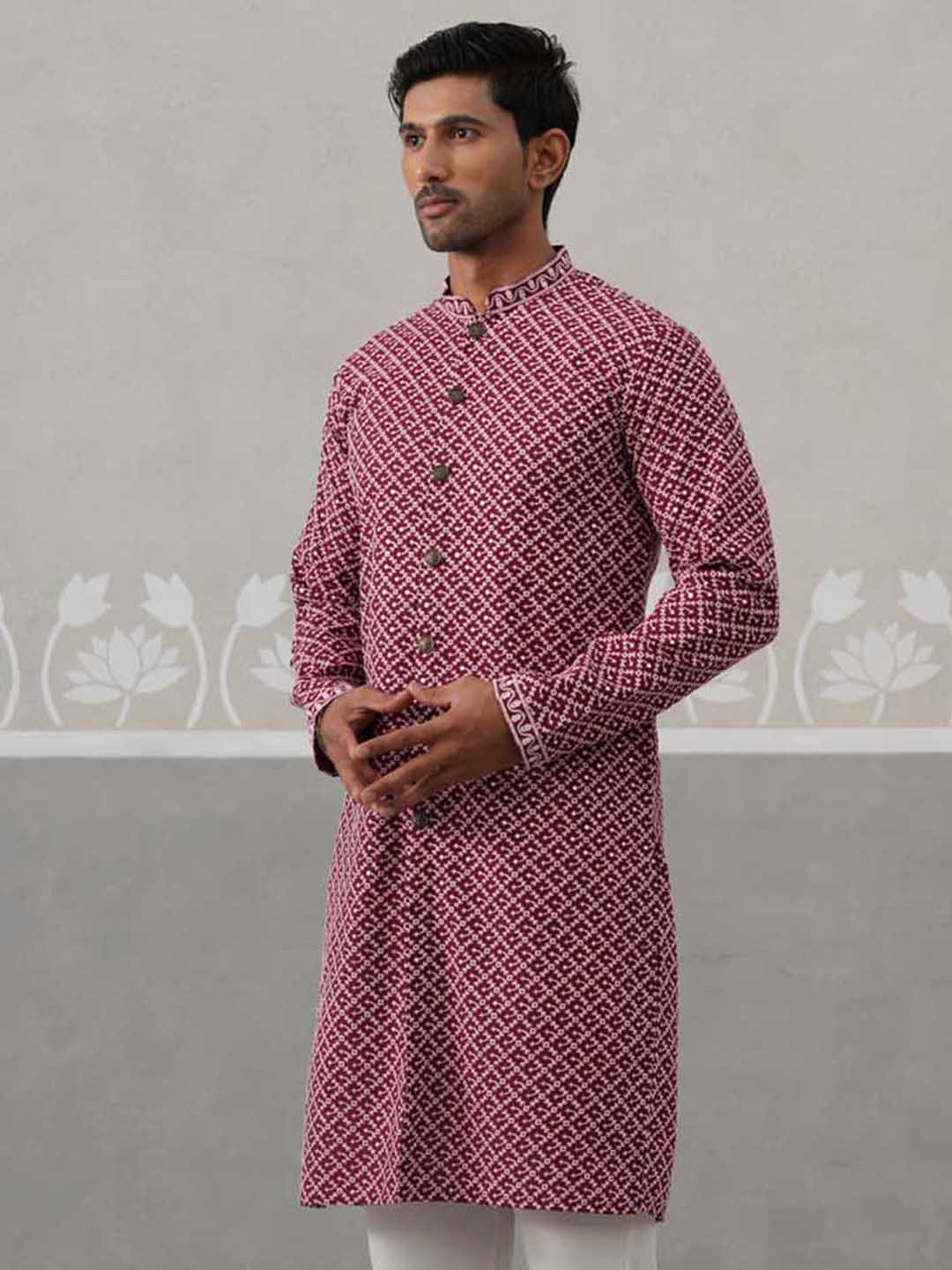 Sequin Chikankari Front Open Kurta.