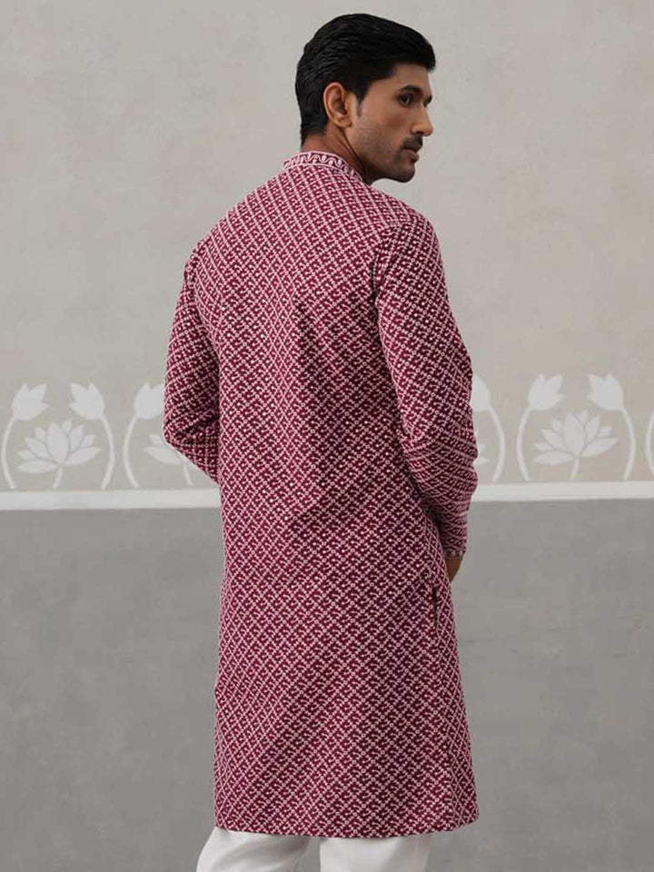 Sequin Chikankari Front Open Kurta.