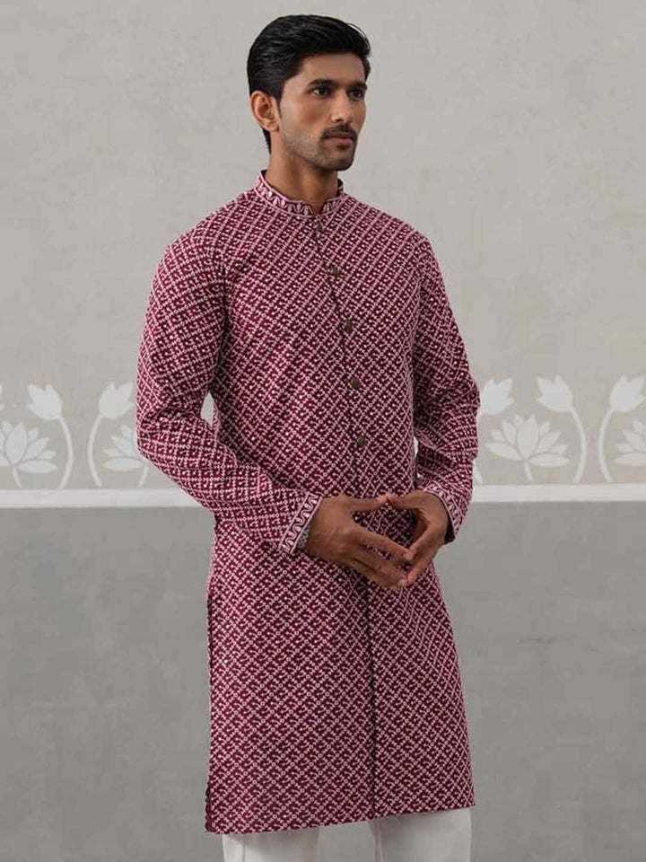 Sequin Chikankari Front Open Kurta.