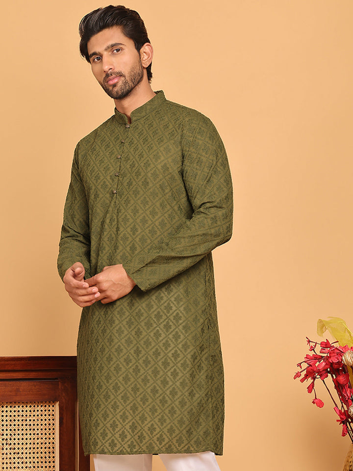 Embroidered Cotton Kurtas For Men