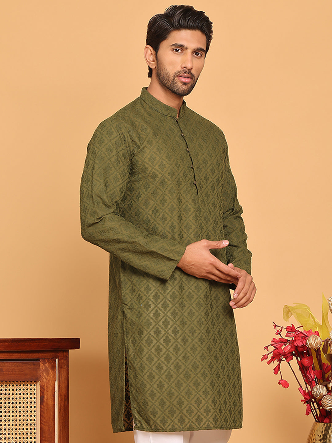 Embroidered Cotton Kurtas For Men