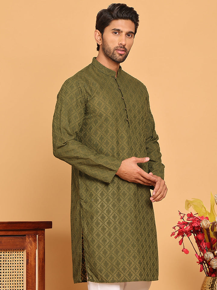 Embroidered Cotton Kurtas For Men