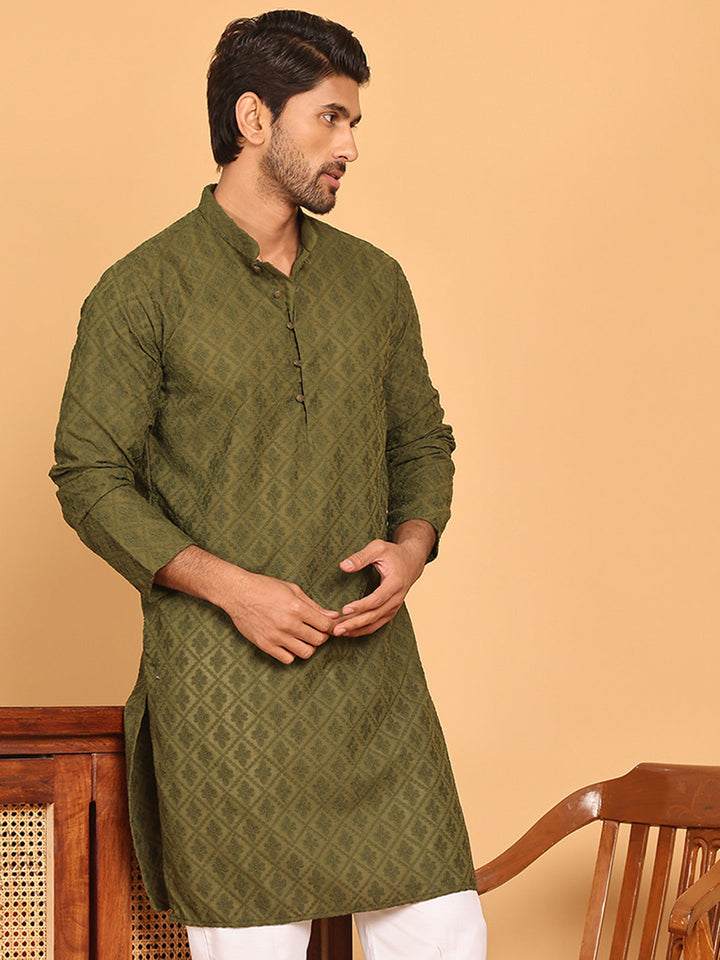 Embroidered Cotton Kurtas For Men