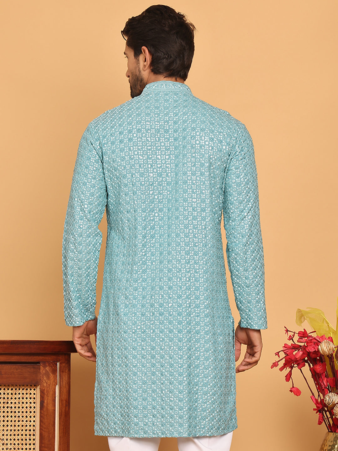 Viscose Sequins And Embroidered Kurtas For Men