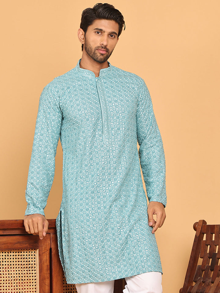 Viscose Sequins And Embroidered Kurtas For Men