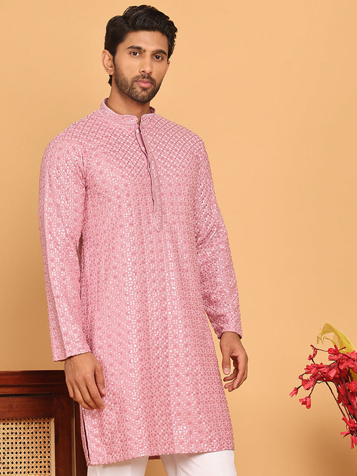 Viscose Sequins And Embroidered Kurtas For Men