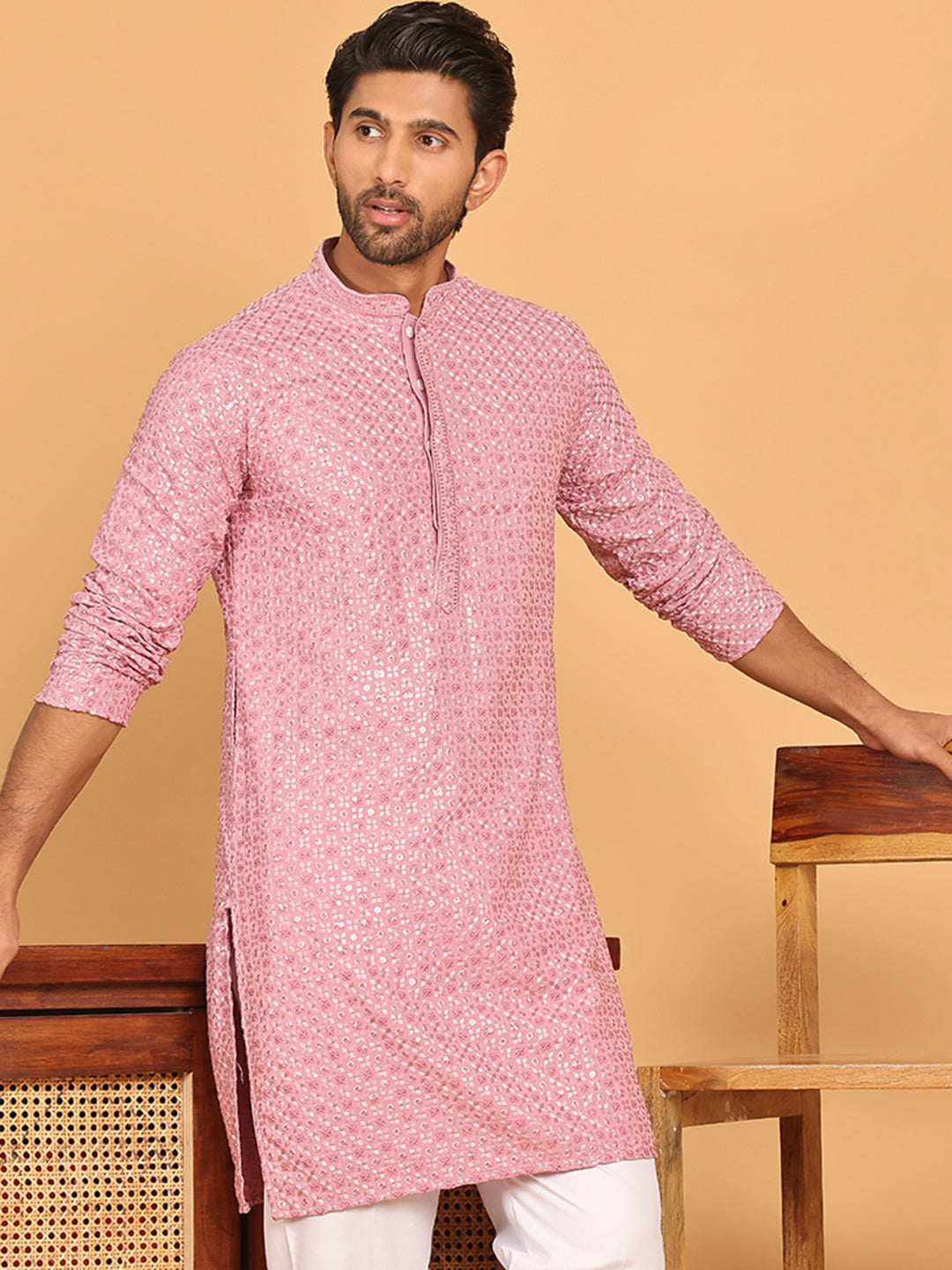 Viscose Sequins And Embroidered Kurtas For Men