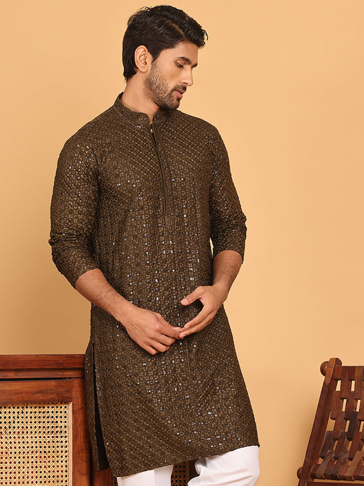 Viscose Sequins And Embroidered Kurtas For Men