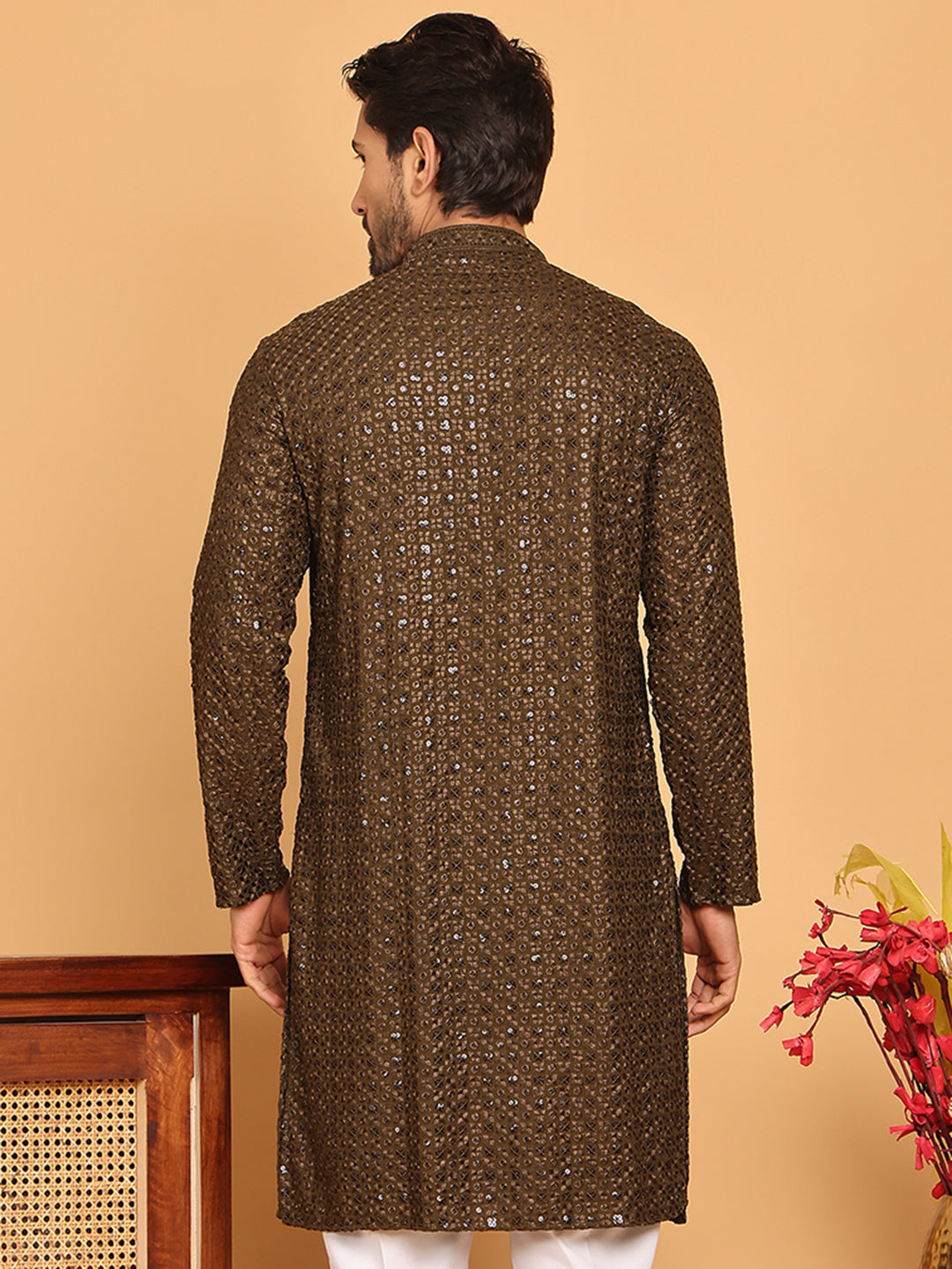 Viscose Sequins And Embroidered Kurtas For Men