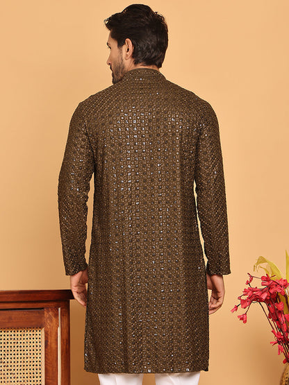 Viscose Sequins And Embroidered Kurtas For Men