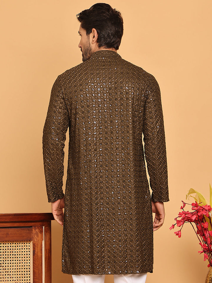 Viscose Sequins And Embroidered Kurtas For Men
