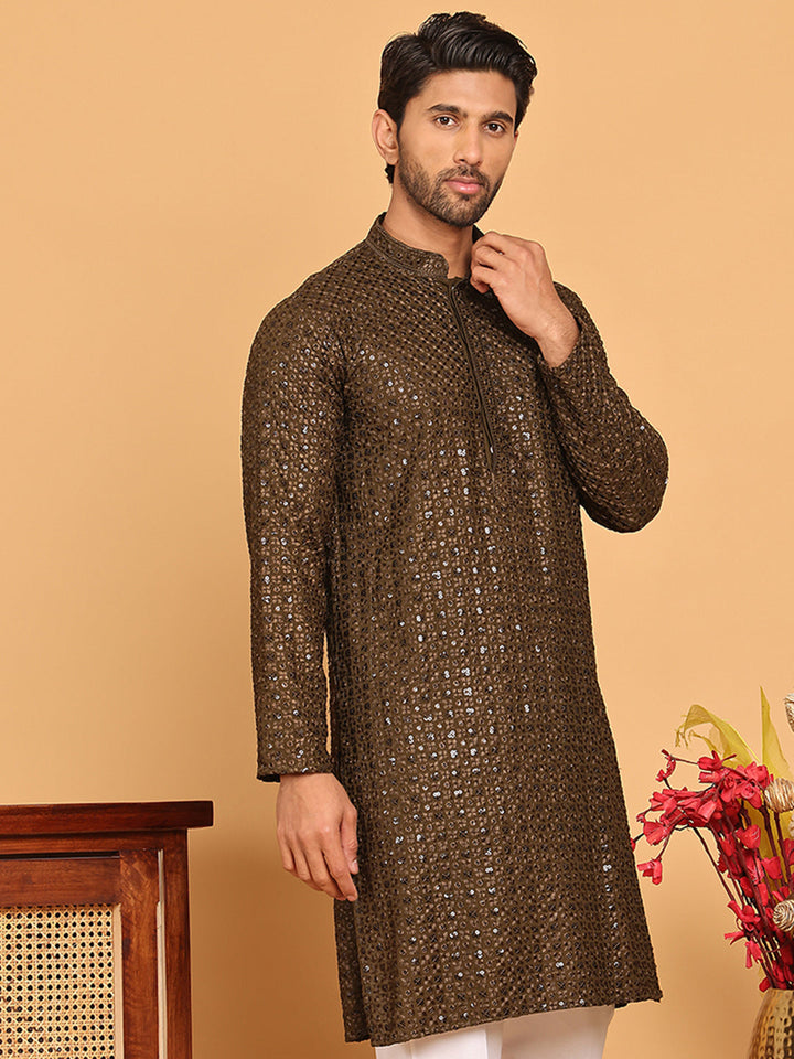 Viscose Sequins And Embroidered Kurtas For Men