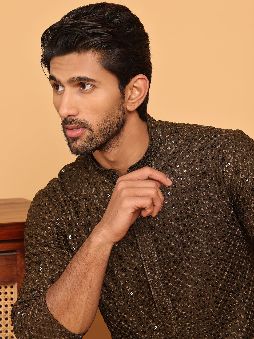 Viscose Sequins And Embroidered Kurtas For Men