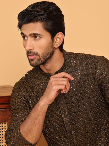 Viscose Sequins And Embroidered Kurtas For Men