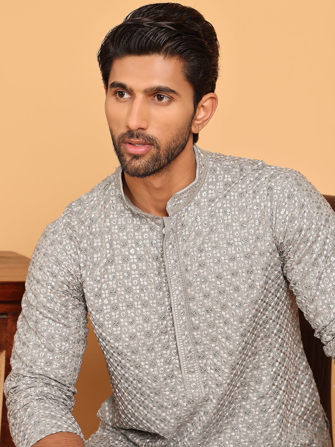 Viscose Sequins And Embroidered Kurtas For Men