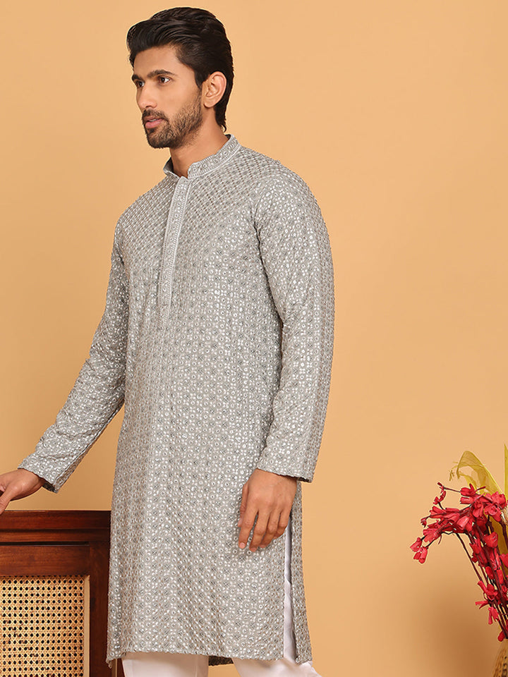 Viscose Sequins And Embroidered Kurtas For Men