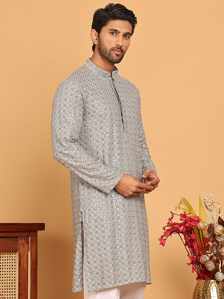 Viscose Sequins And Embroidered Kurtas For Men