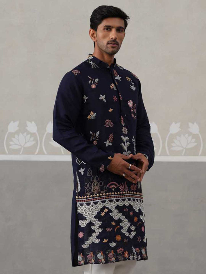 Floral Embroidered And Sequins Kurta.