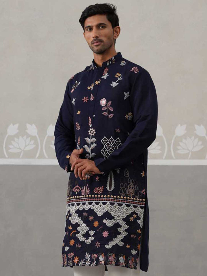 Floral Embroidered And Sequins Kurta.