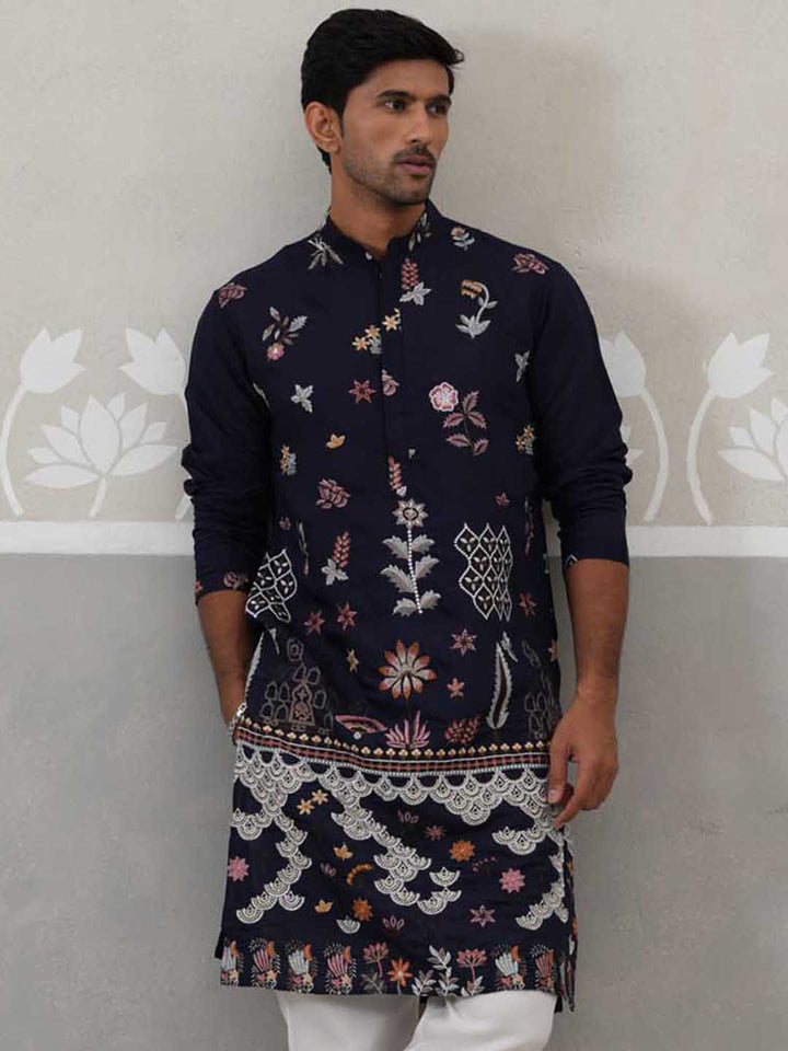 Floral Embroidered And Sequins Kurta.