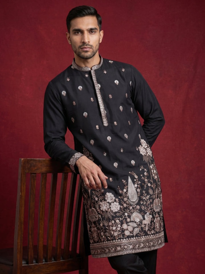 Floral Embroidered And Sequins Kurta