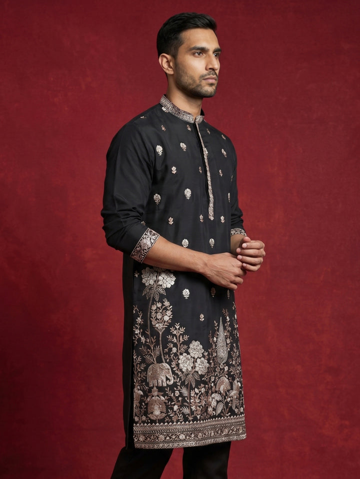 Floral Embroidered And Sequins Kurta