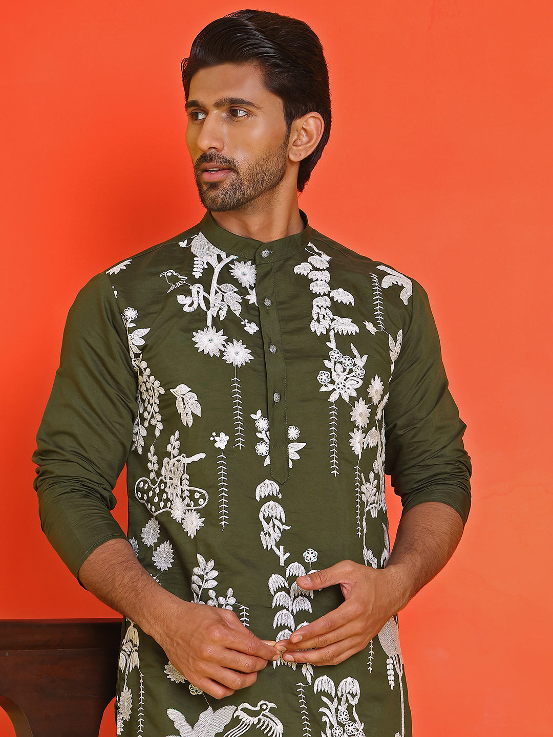 Embroidered Straight Kurtas For Men