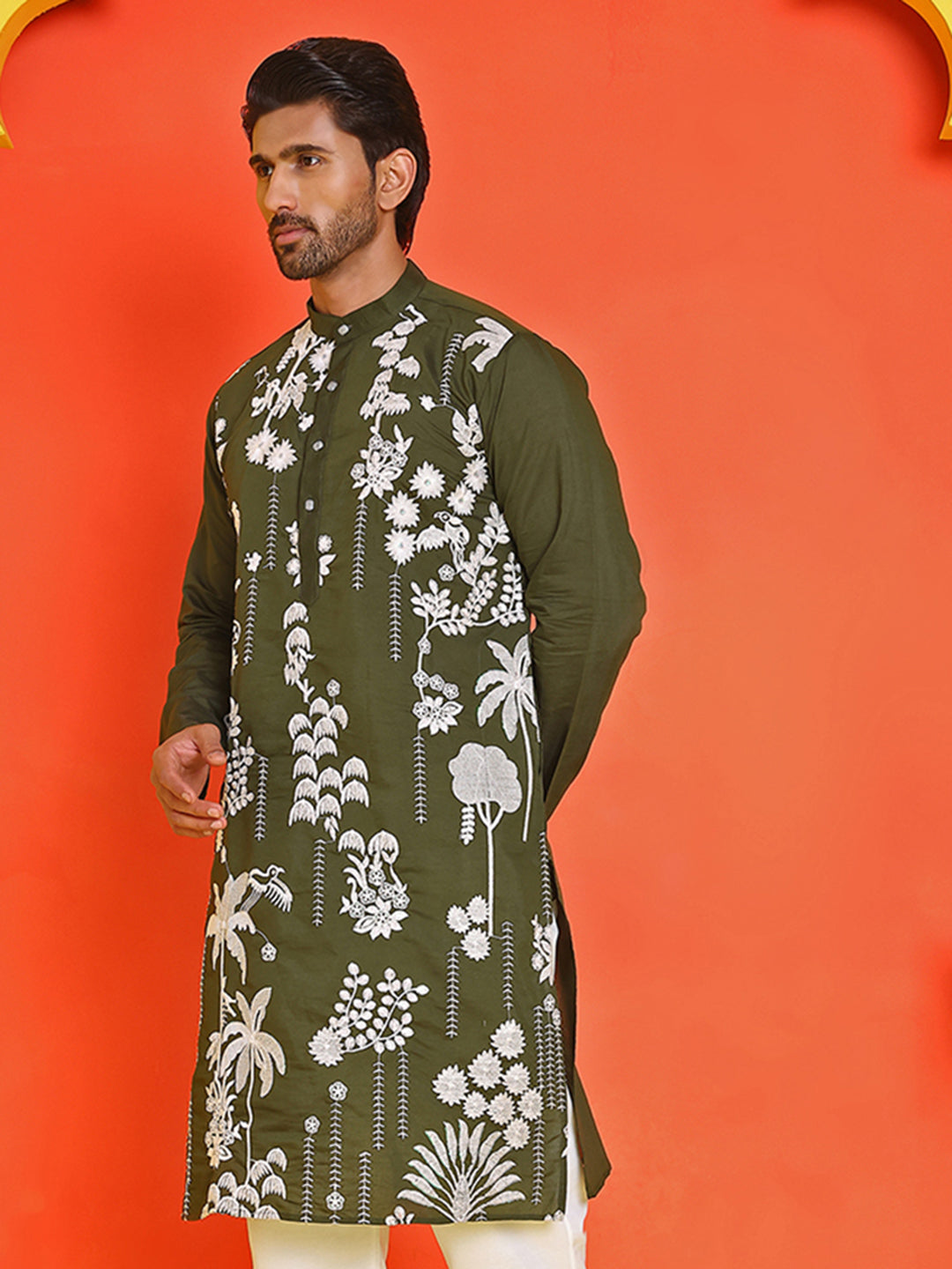 Embroidered Straight Kurtas For Men
