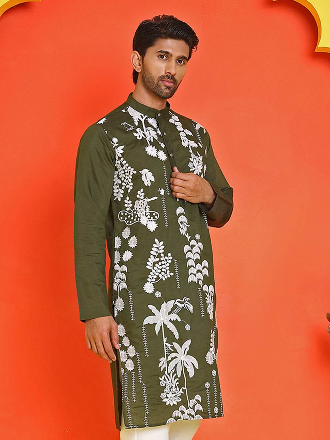 Embroidered Straight Kurtas For Men