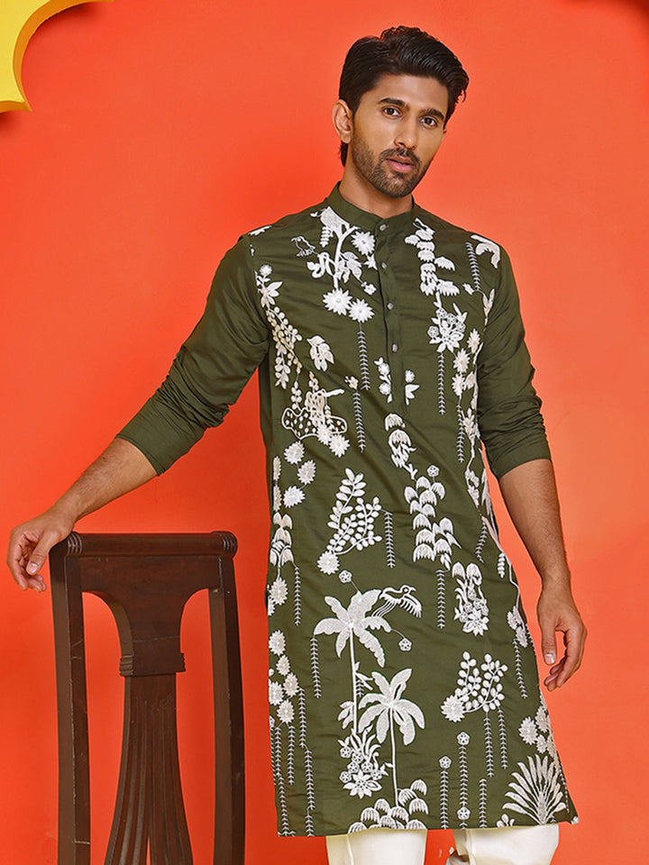 Embroidered Straight Kurtas For Men