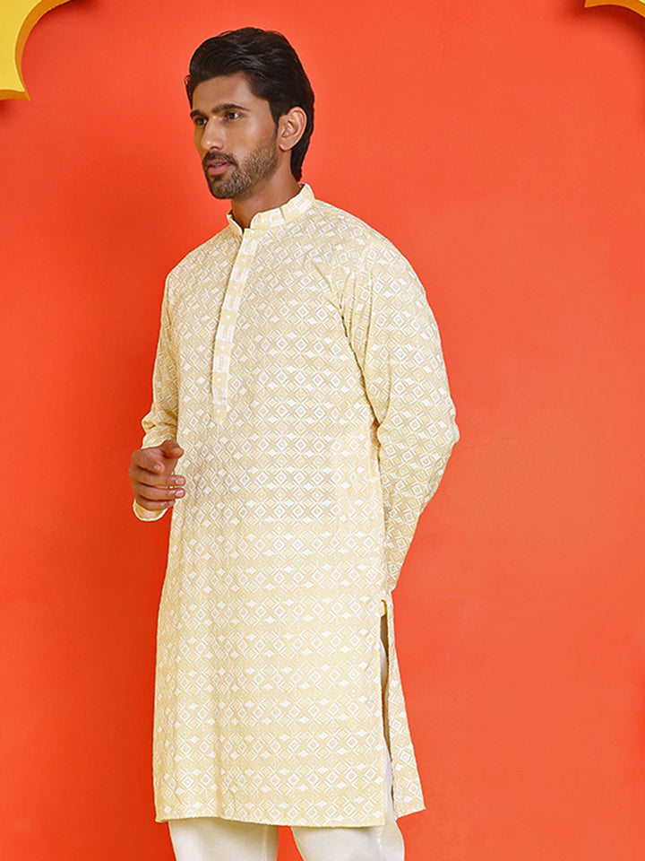 Embroidered And Sequins Straight Kurtas For Men