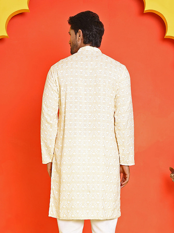 Embroidered And Sequins Straight Kurtas For Men