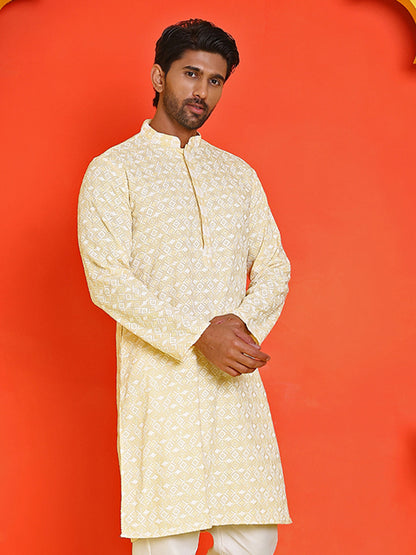Embroidered And Sequins Straight Kurtas For Men