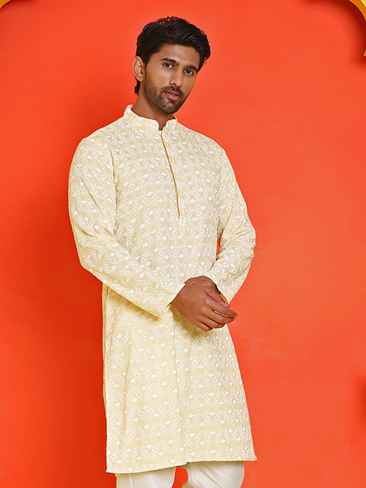 Embroidered And Sequins Straight Kurtas For Men